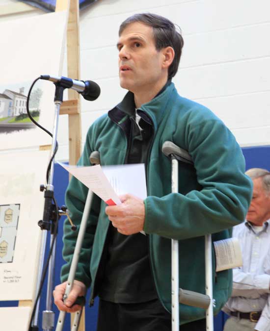 Eric Broadbent explains the energy improvements that will be part of the Town Hall renovation.