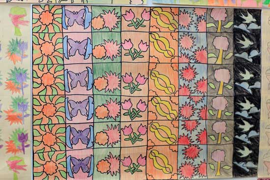  An example of repeating patterns done in colored pencil.